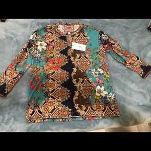 Johnny Was Henley 3/4 sleeve NWT XS